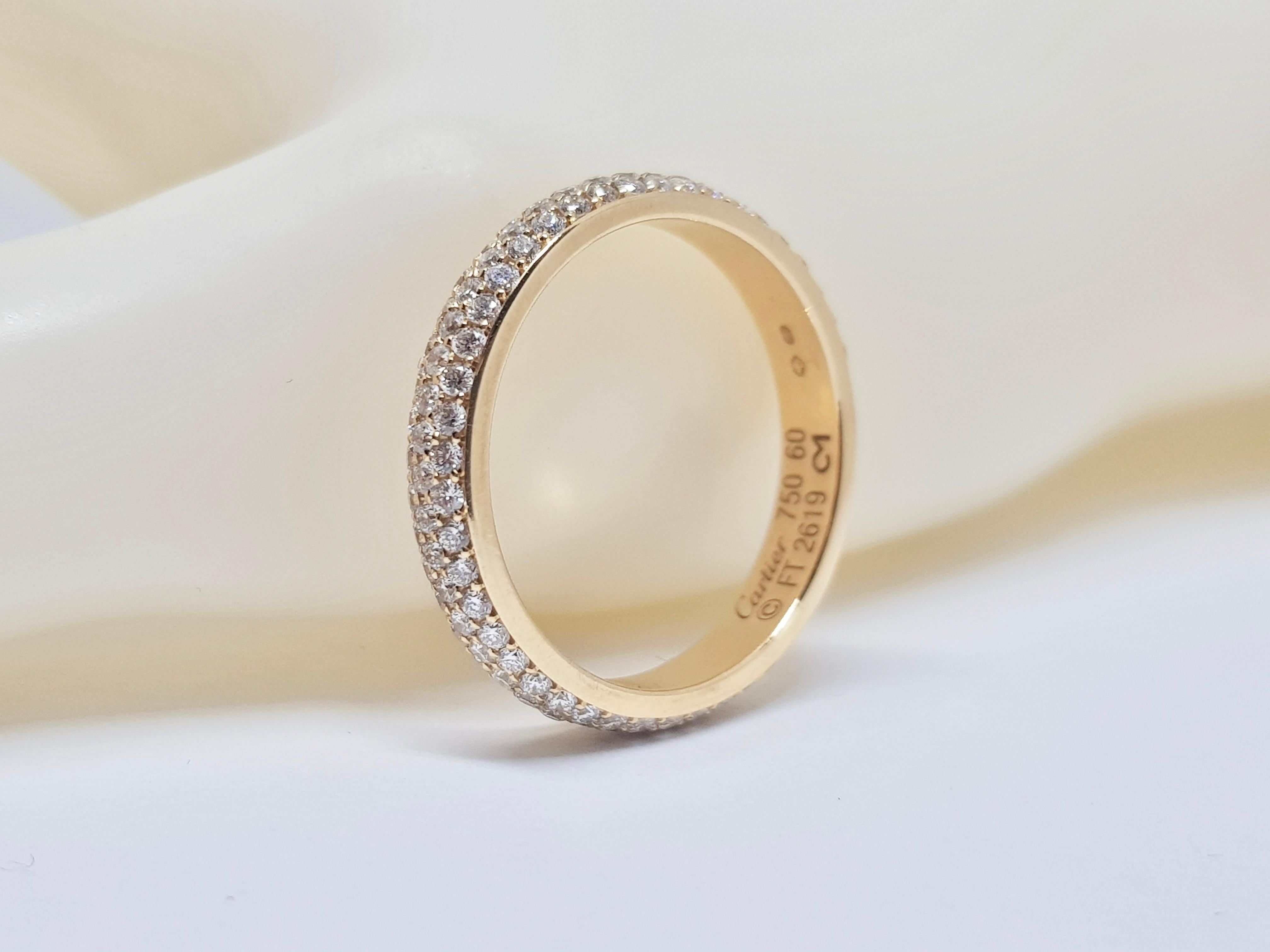 Cartier Diamond Band Ring Yellow Gold 1.38 Carat 9