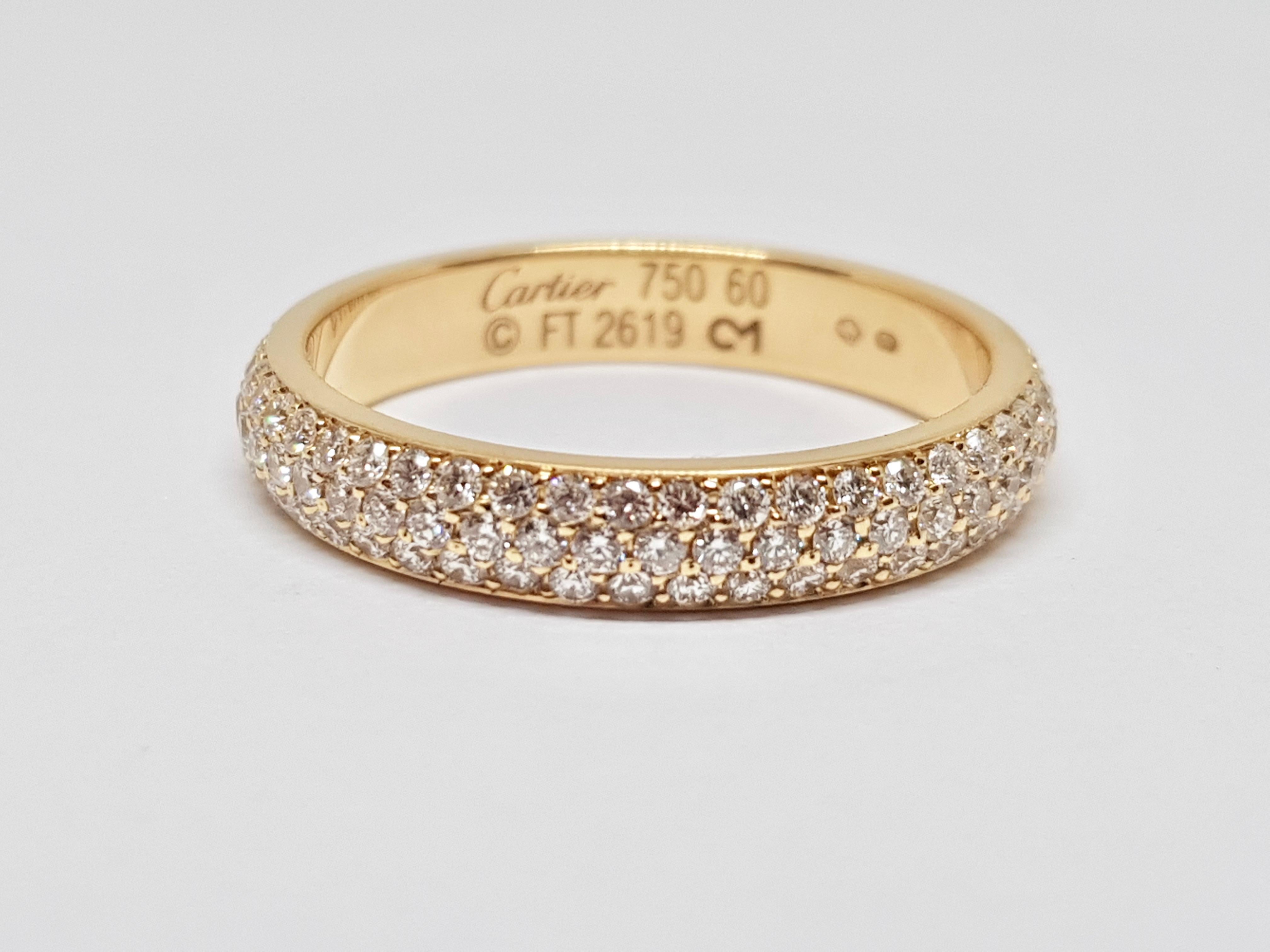 Contemporary Cartier Diamond Band Ring Yellow Gold 1.38 Carat