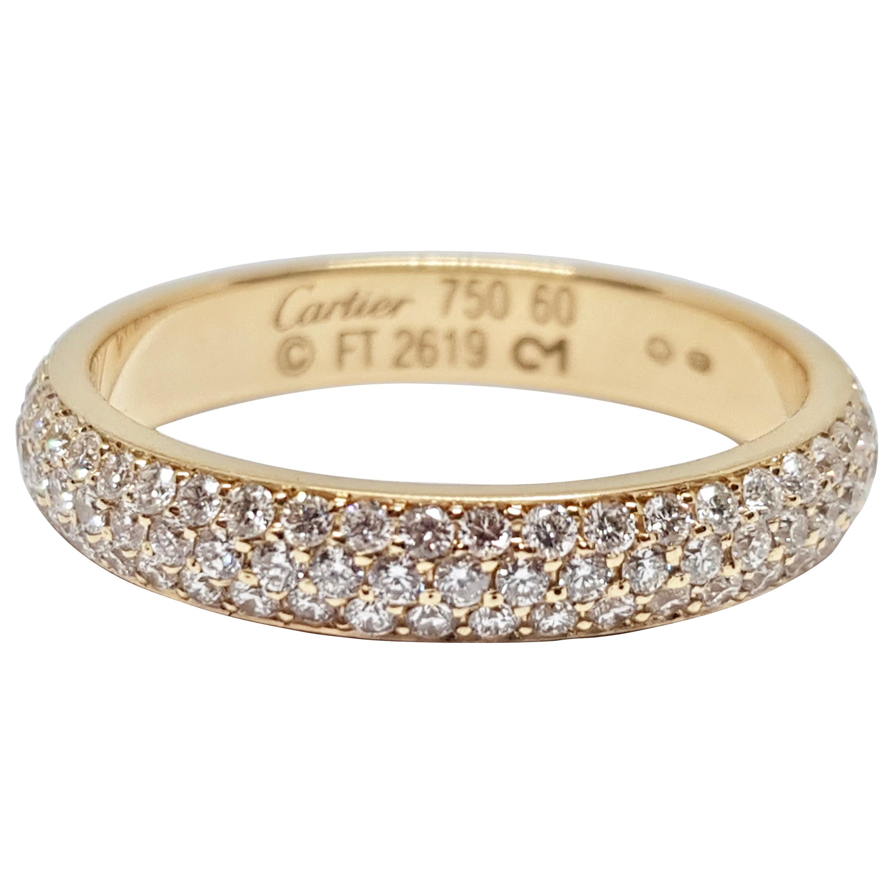 Cartier Diamond Band Ring Yellow Gold 1.38 Carat