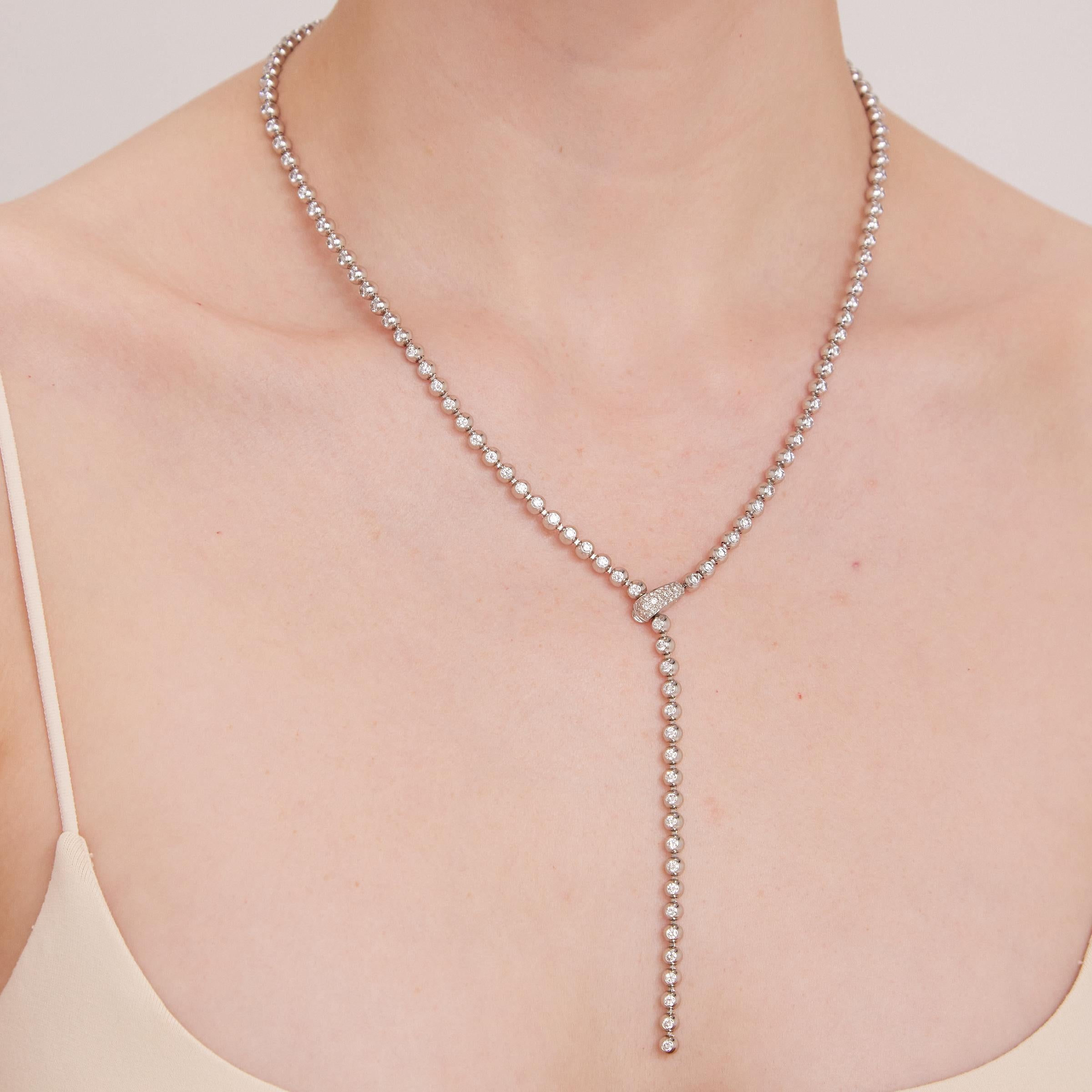 Cartier 7cts Diamant Perle Verstellbare lange Halskette in 18K Gold (Brillantschliff)