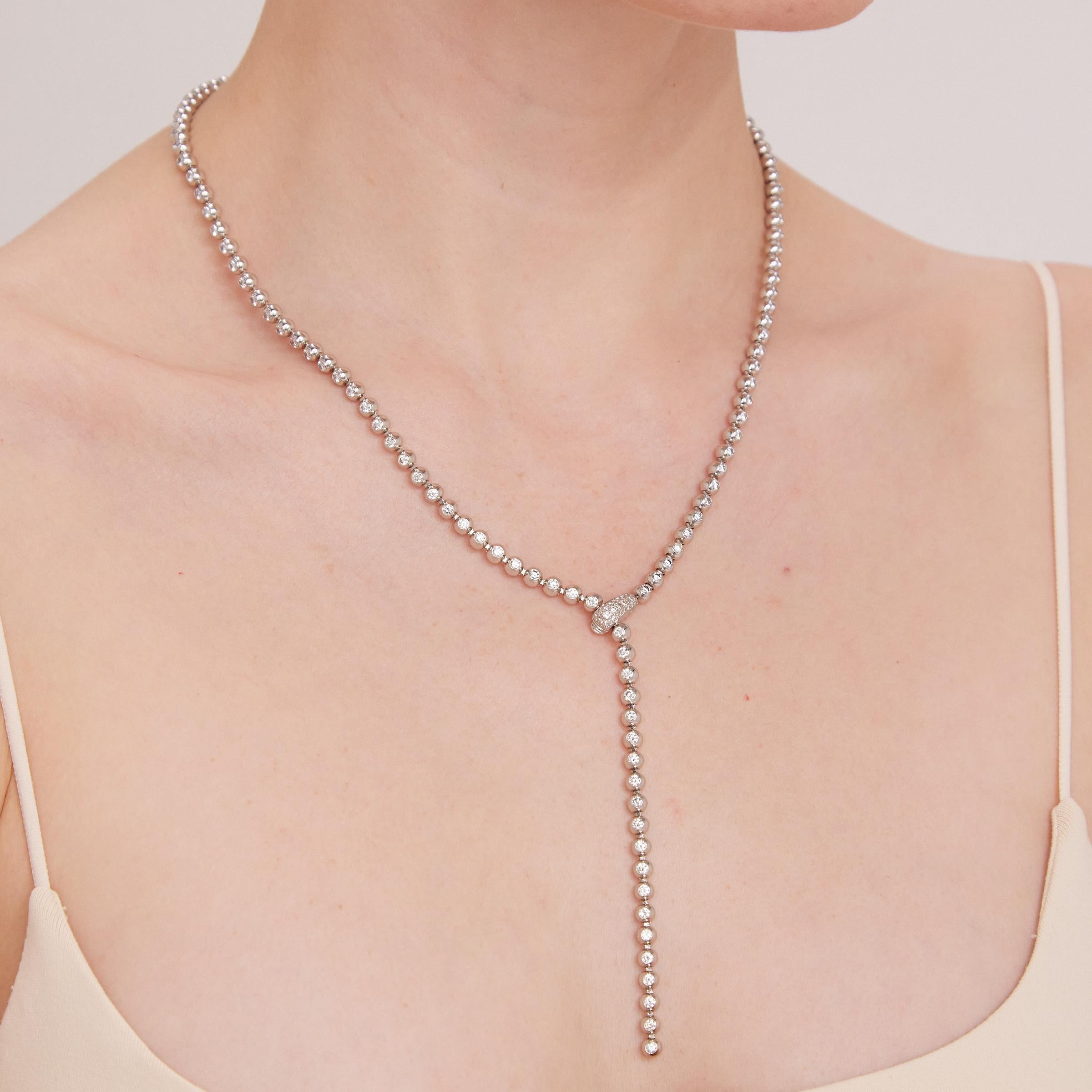 Cartier 7cts Diamant Perle Verstellbare lange Halskette in 18K Gold im Zustand „Hervorragend“ in Dallas, TX