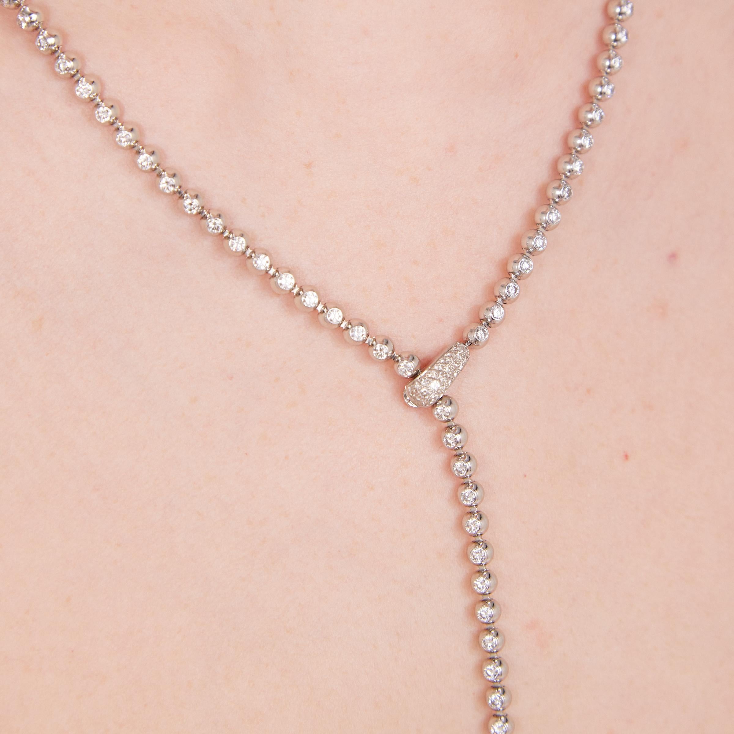 Cartier 7cts Diamant Perle Verstellbare lange Halskette in 18K Gold 1