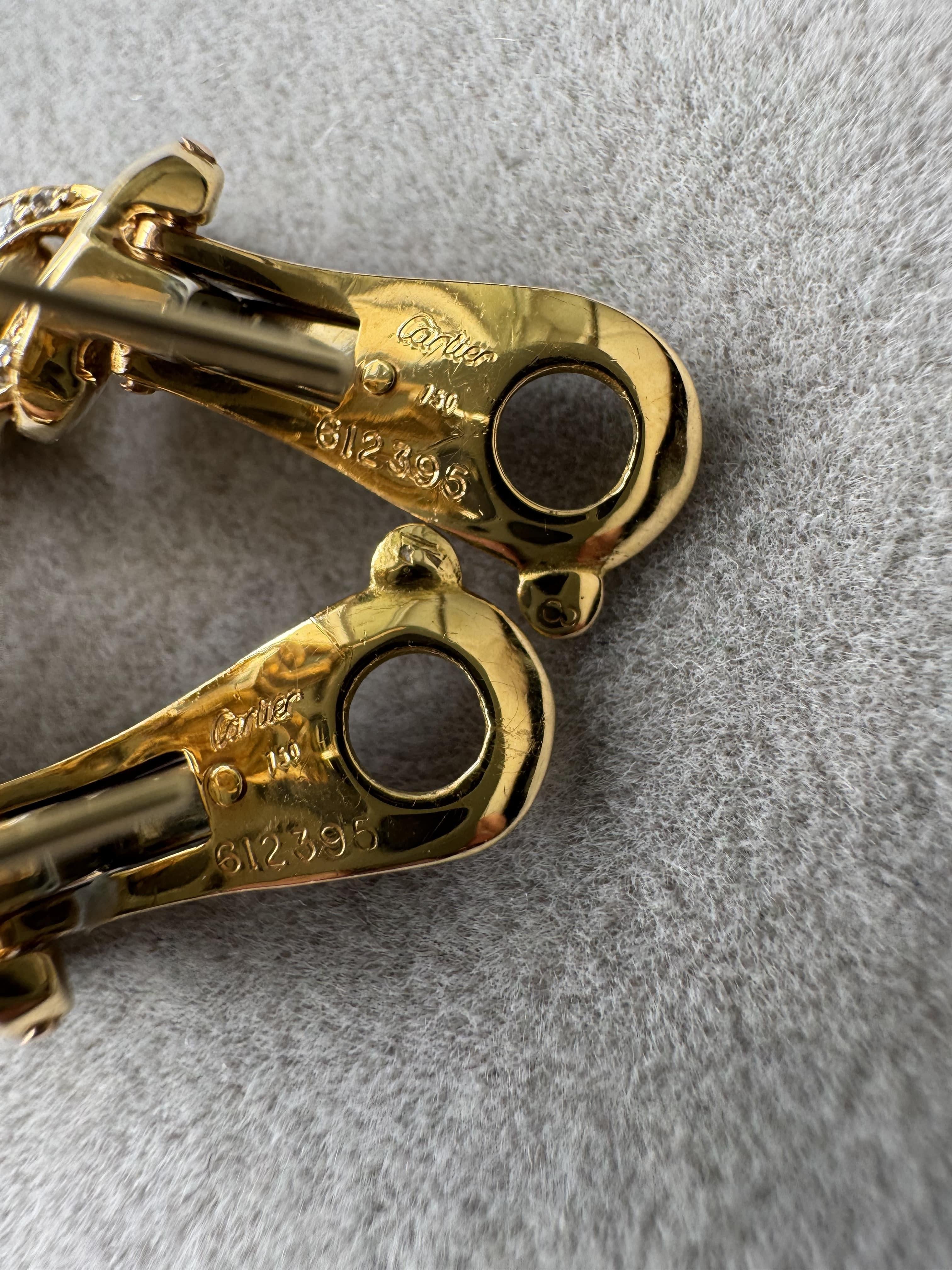 Pendientes Cartier Diamond Bergamo 18K Gold Hoop Cuban Curb Link Vintage Estate en venta 9