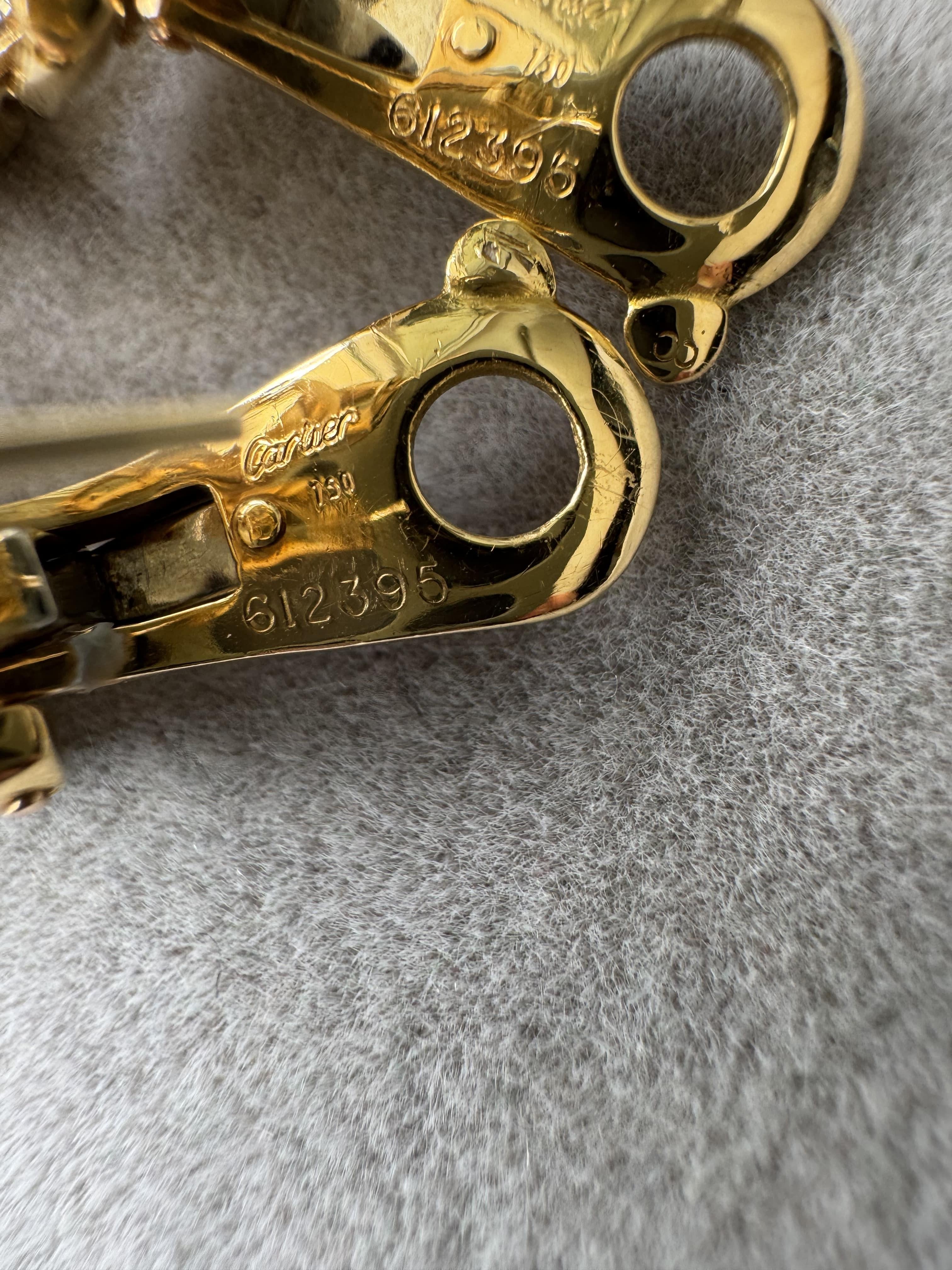 Pendientes Cartier Diamond Bergamo 18K Gold Hoop Cuban Curb Link Vintage Estate en Bueno estado para la venta en Oakton, VA