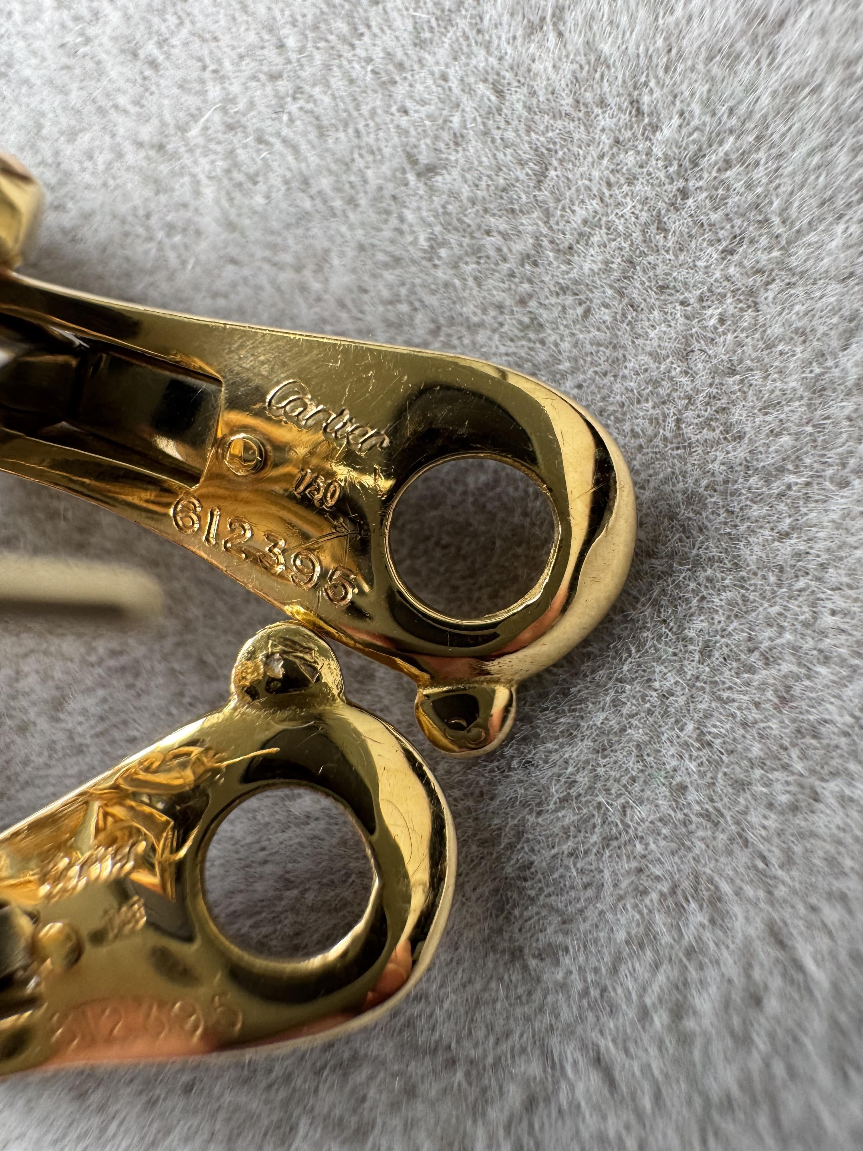 Femenino o masculino Pendientes Cartier Diamond Bergamo 18K Gold Hoop Cuban Curb Link Vintage Estate en venta
