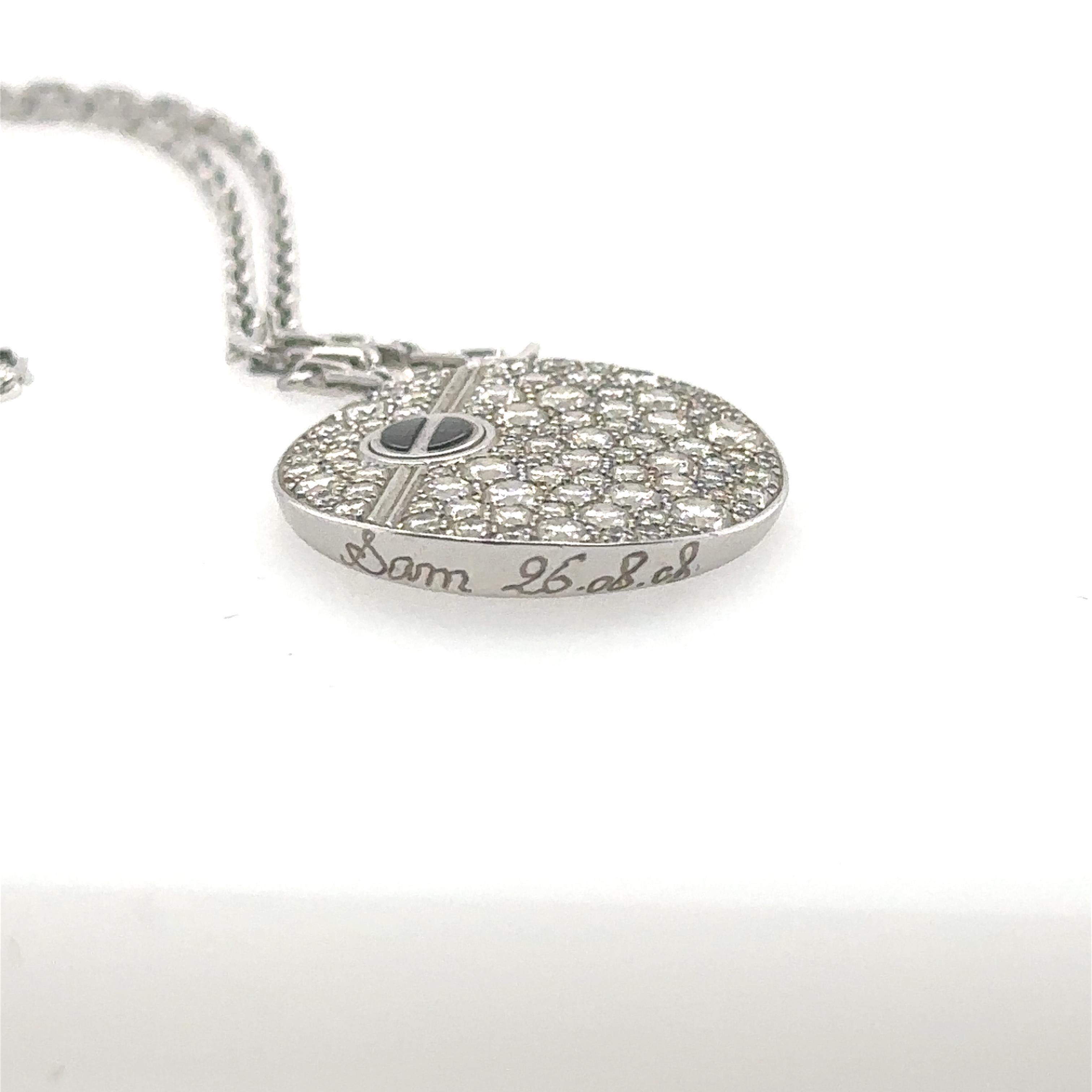 Women's or Men's Cartier Diamond & Black Ceramic Love Circle Pendant and Chain For Sale