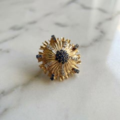 Cartier Diamond Blue Sapphire Yellow Gold Brooch