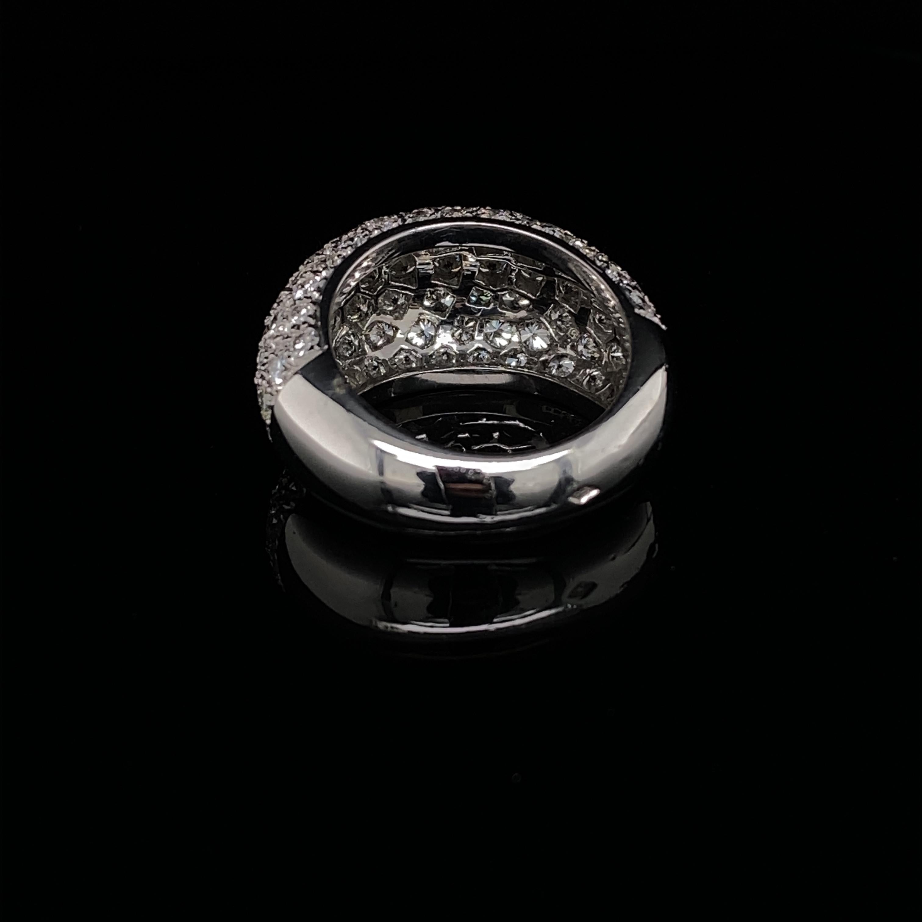 Women's or Men's Cartier Diamond Bombé 18 Karat White Gold Ring