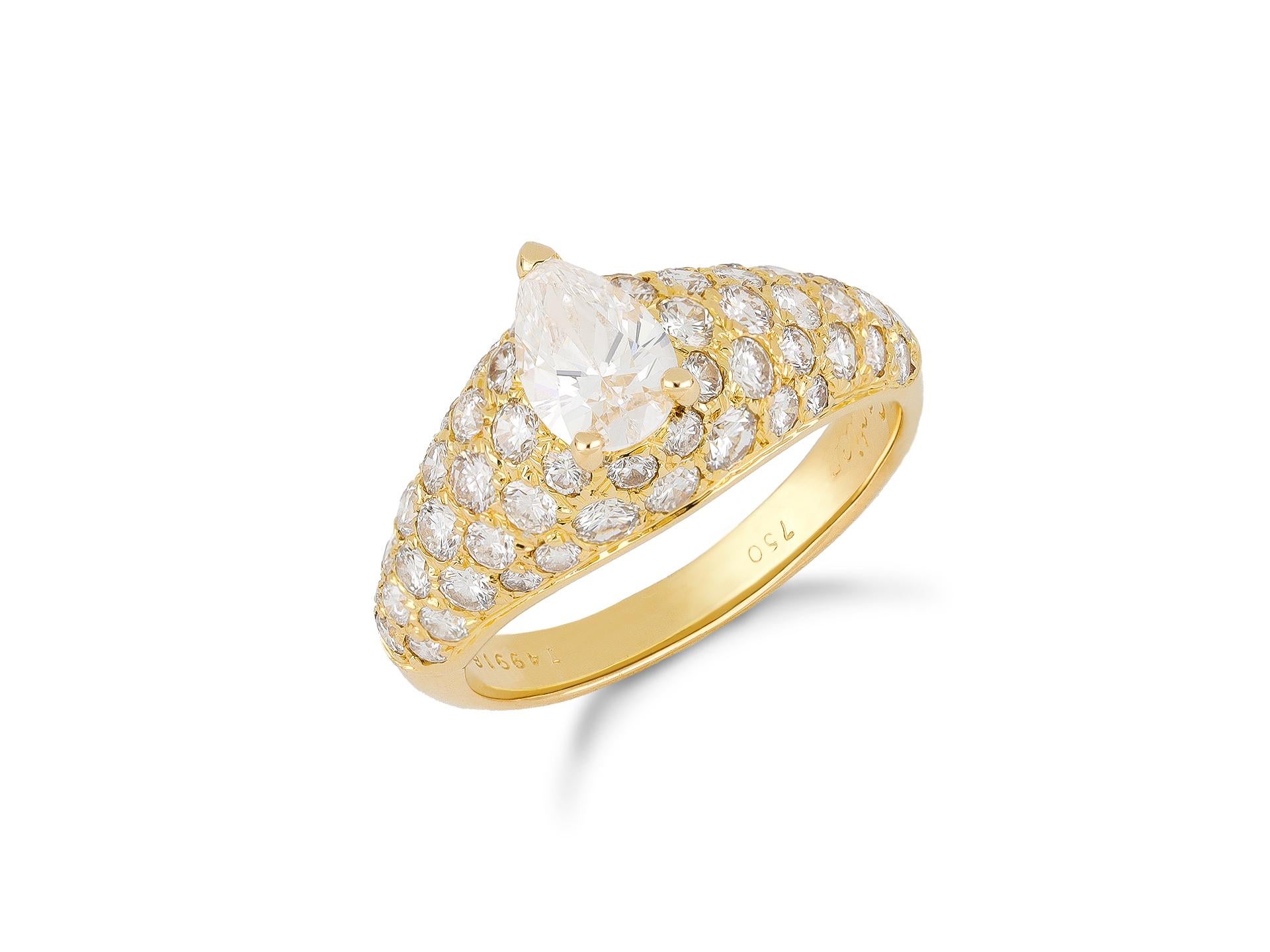 Cartier diamond bombe ring, French, circa 1998 In Good Condition For Sale In London, GB