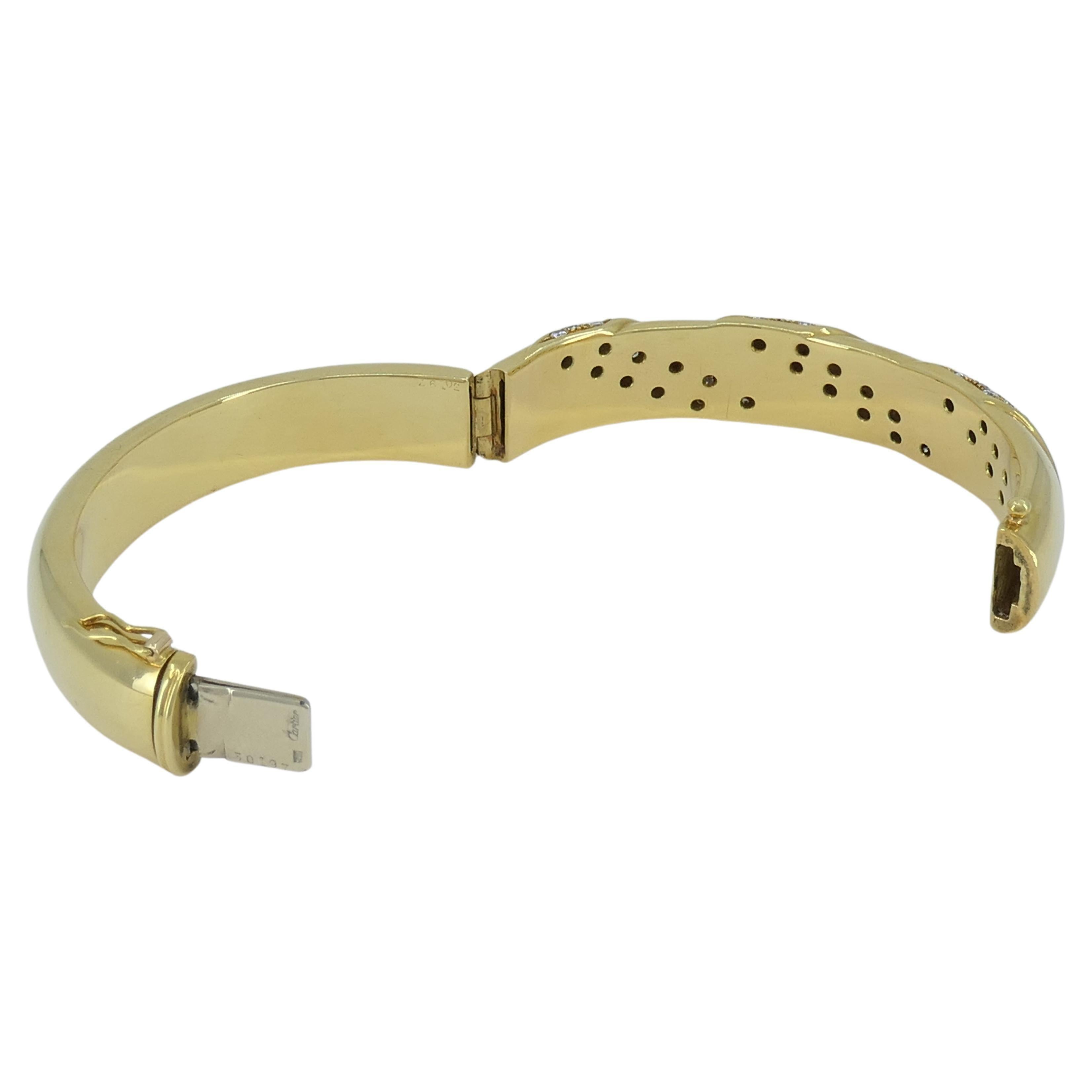 Women's Cartier Diamond Bracelet 18k Gold Vintage Bangle