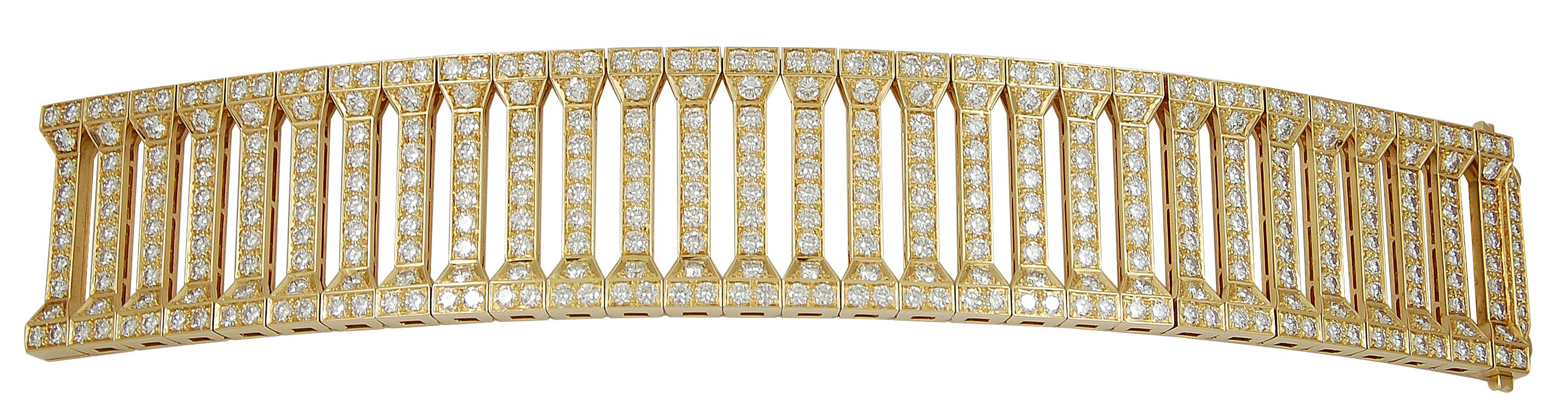 Cartier Pluie Diamant Gelbgold Armband (Rundschliff) im Angebot