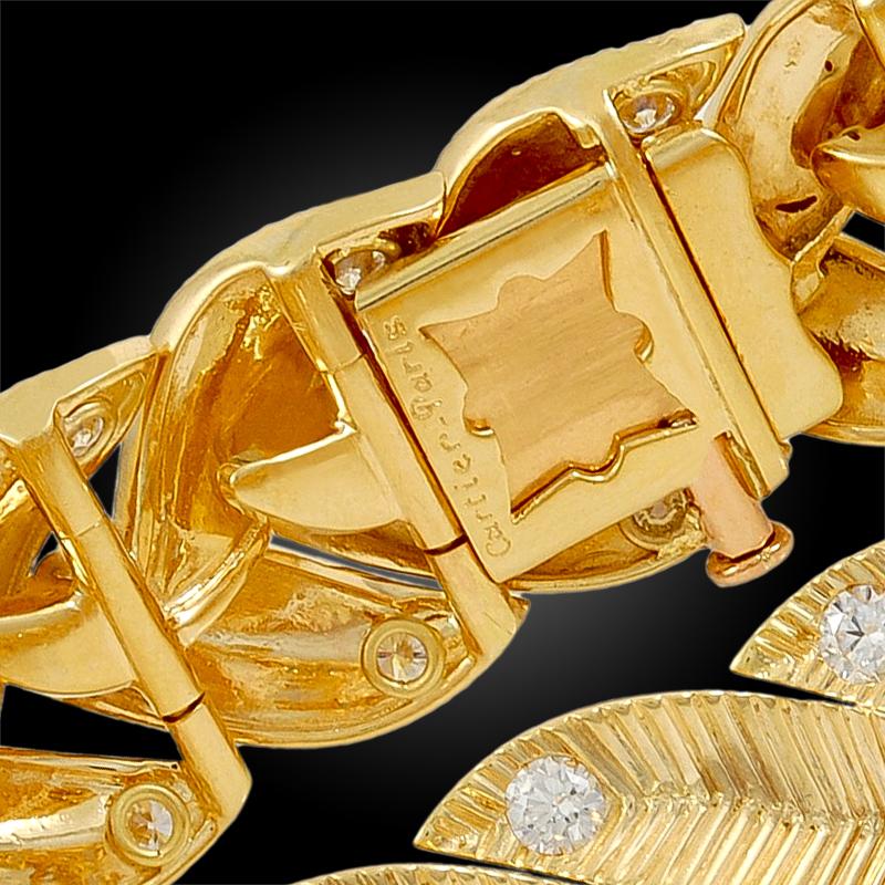 Cartier Diamant-Gelbgold-Armband mit geflochtenem Motiv (Rundschliff) im Angebot