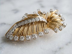 Cartier Diamond Brooch 18K Gold Approximately 5 Carats Total