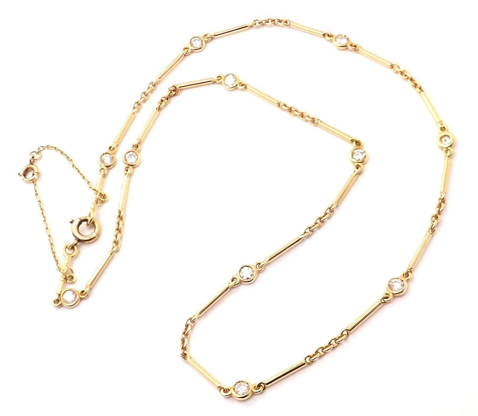 Brilliant Cut Cartier Diamond by the Yard Choker Yellow Gold Necklace