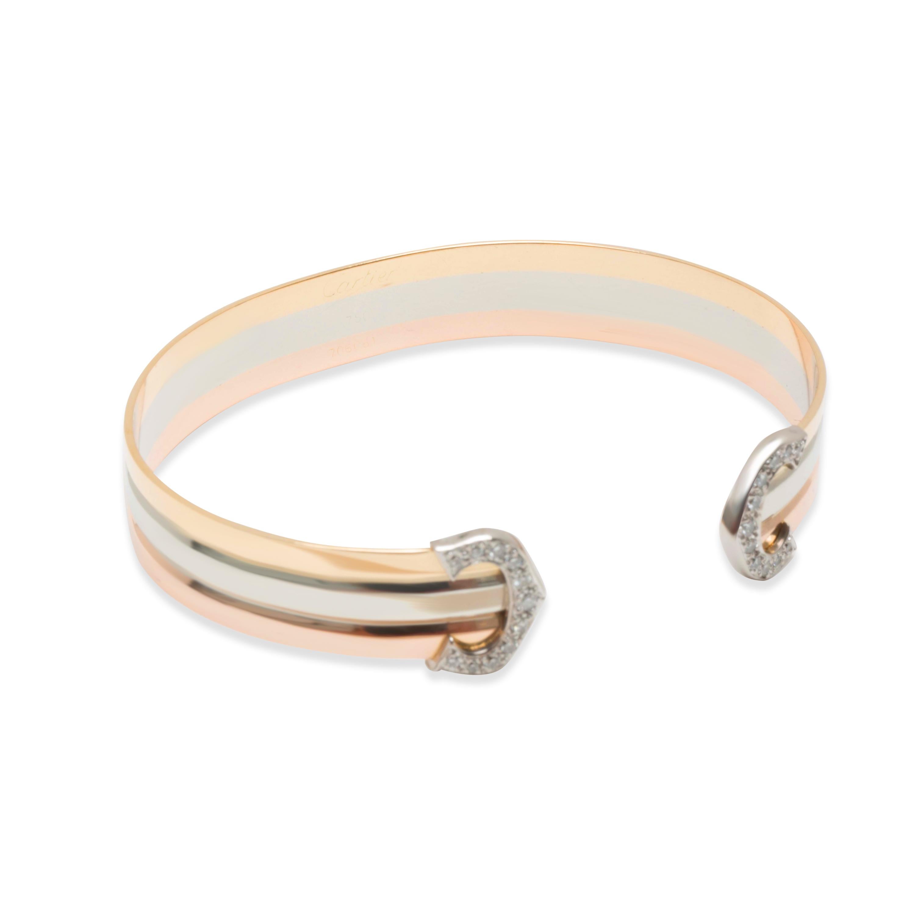 Women's Cartier Diamond C Cuff Bracelet in 18K Yellow, White and Rose Gold '0.25 Carat'