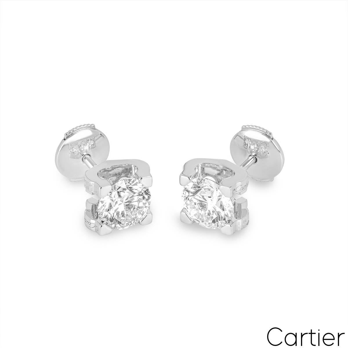 Cartier Diamond C de Cartier Stud Earrings 2.42ct G/VVS1 GIA Certified In Excellent Condition In London, GB