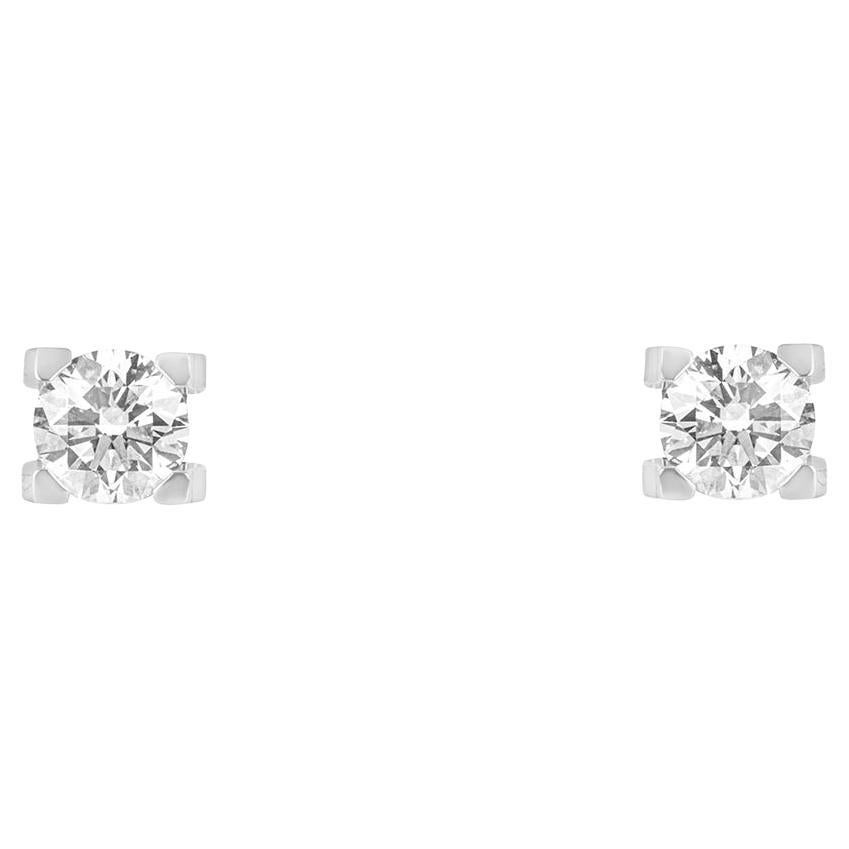 Cartier Diamond C de Cartier Stud Earrings 2.42ct G/VVS1 GIA Certified
