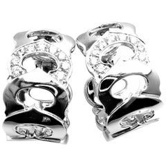 Cartier Diamond C De Cartier White Gold Hoop Earrings