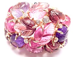 Cartier Diamond Carved Rubelite Amethyst Garnet Onyx Rose Gold Ring
