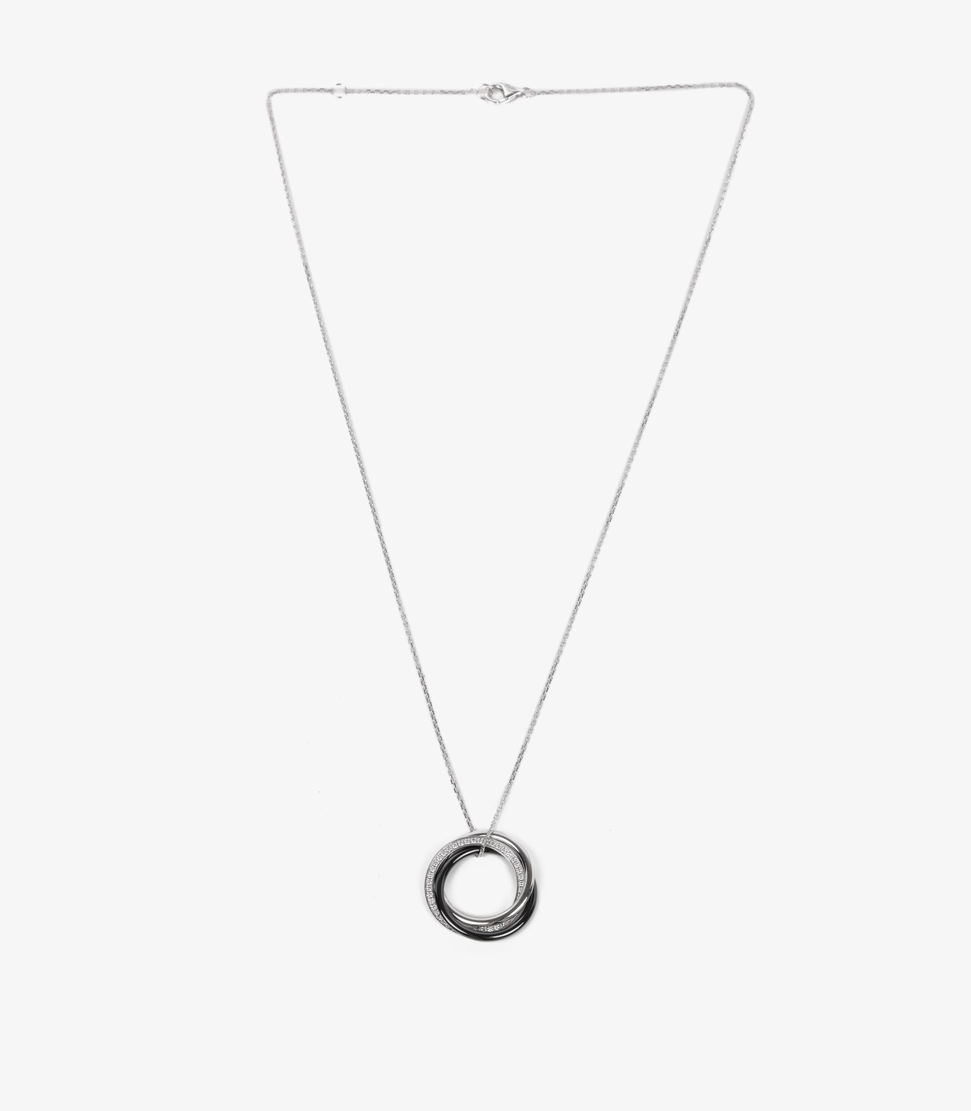 Cartier Diamond & Ceramic 18ct White Gold Trinity Pendant In Excellent Condition In Bishop's Stortford, Hertfordshire