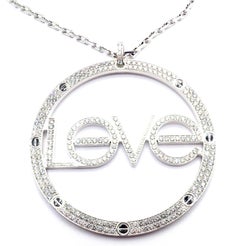 Cartier Diamond Ceramic Large Love Pendant Long Link White Gold Chain Necklace