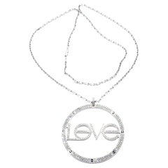 Cartier Diamond Ceramic Large Love Pendant Long Link White Gold Chain Necklace