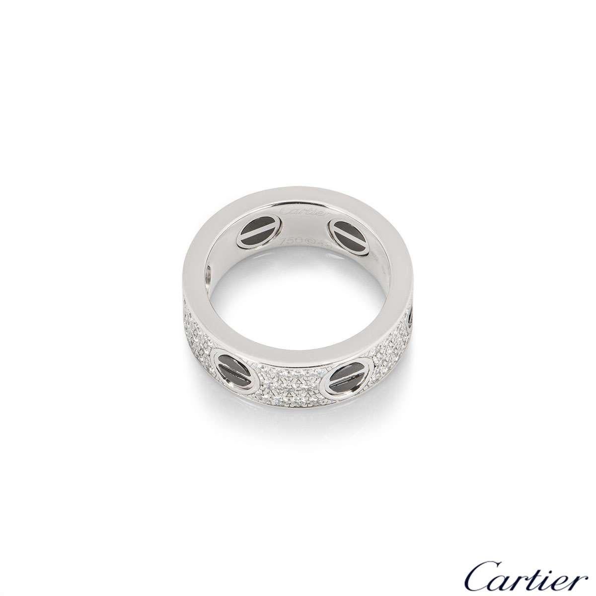 Round Cut Cartier Diamond and Ceramic Love Band Ring