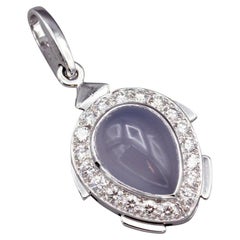 Cartier Diamond Chalcedony 18 Karat White Gold Retractable Turtle Charm Limited