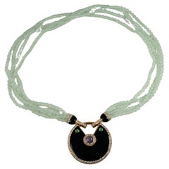 Cartier Diamond, Chalcedony, Chrysoprase, Prehnite Onyx Necklace 