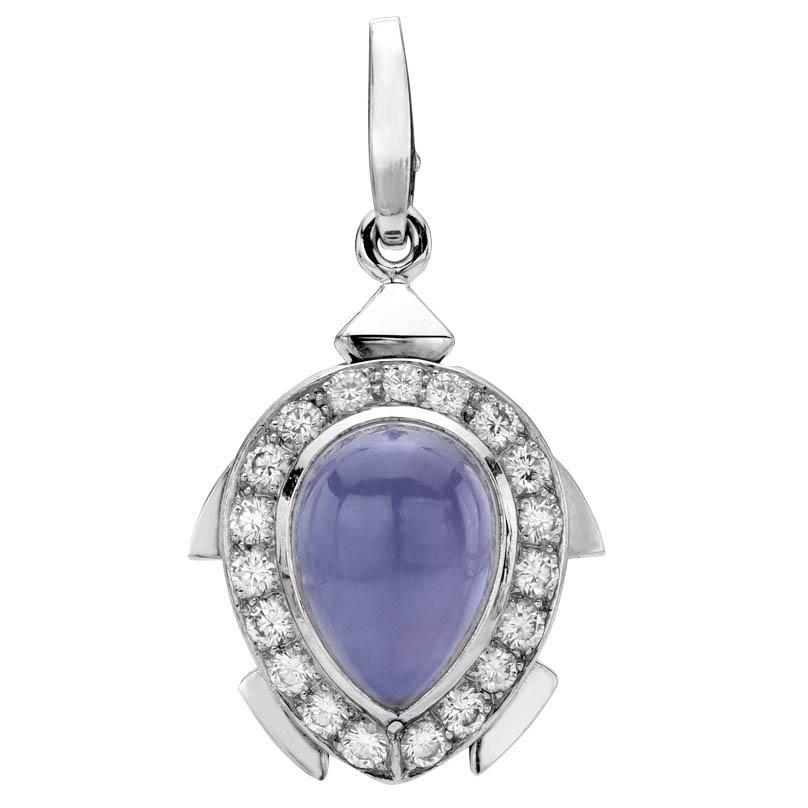 Cartier Diamond Chalcedony White Gold 18K Retractable Turtle Charm Pendant Limited on a Cartier.
Chain is NOT included. 

Pendant is signed Cartier, numbered and marked. 

Limited Edition Cartier Diamond Chalcedony White Gold 18K Retractable Turtle