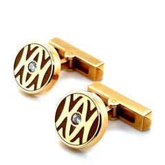 Cartier Diamond Circular 18 Karat Yellow Gold Cufflinks
