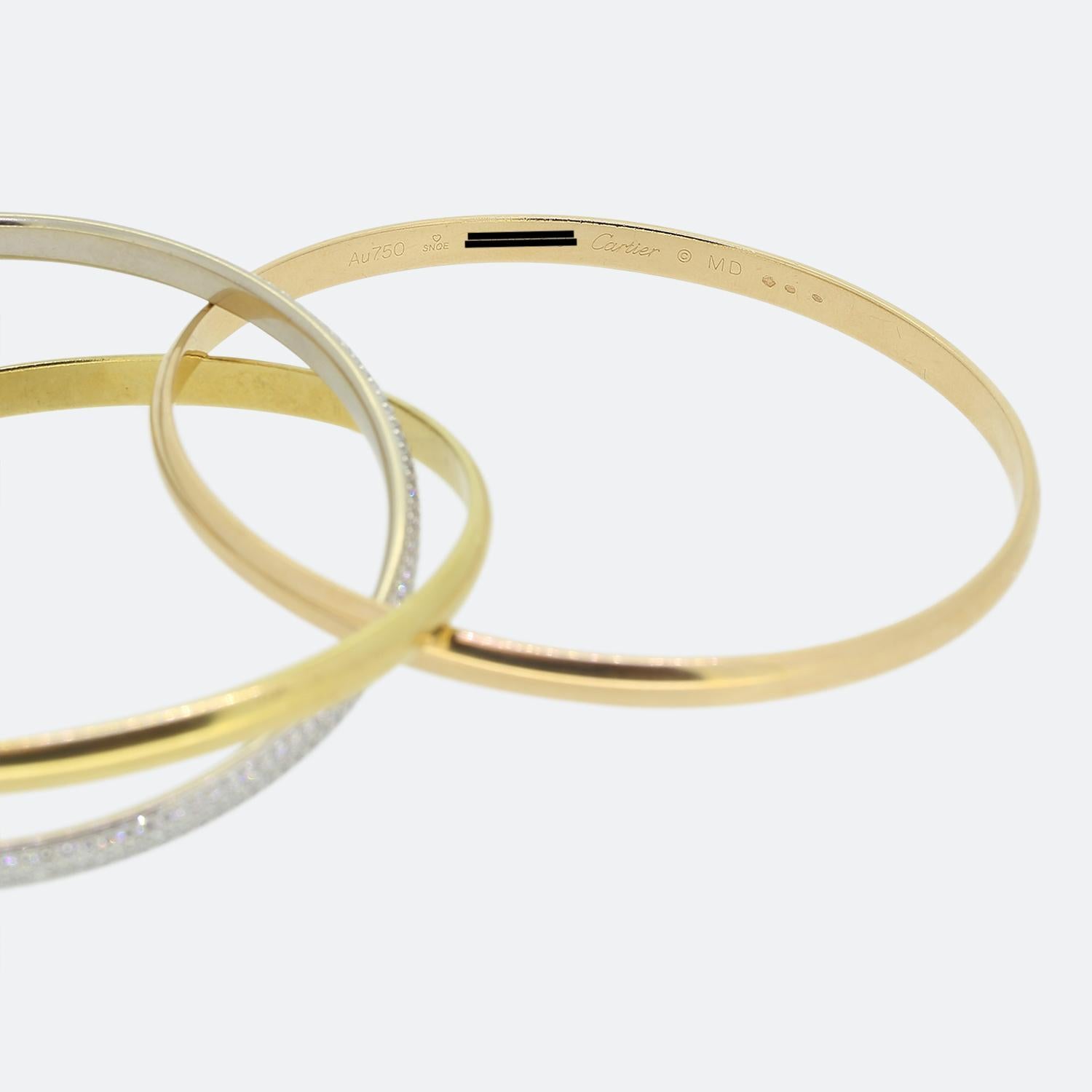 Pulsera Trinity Clásica Diamante Cartier Mediana Corte redondo en venta