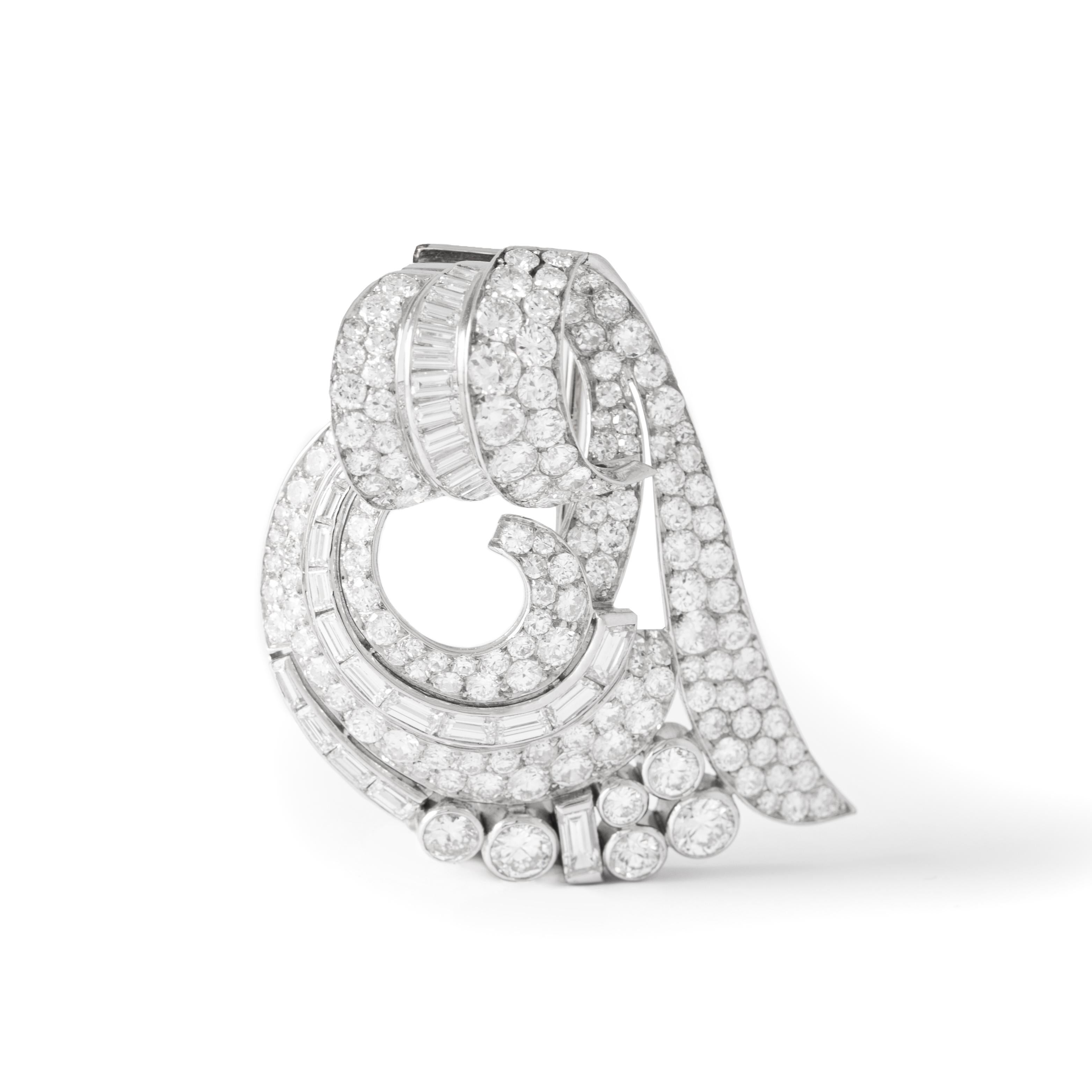 Cartier Diamant-Clip-Brosche 1950er Jahre im Zustand „Hervorragend“ im Angebot in Geneva, CH