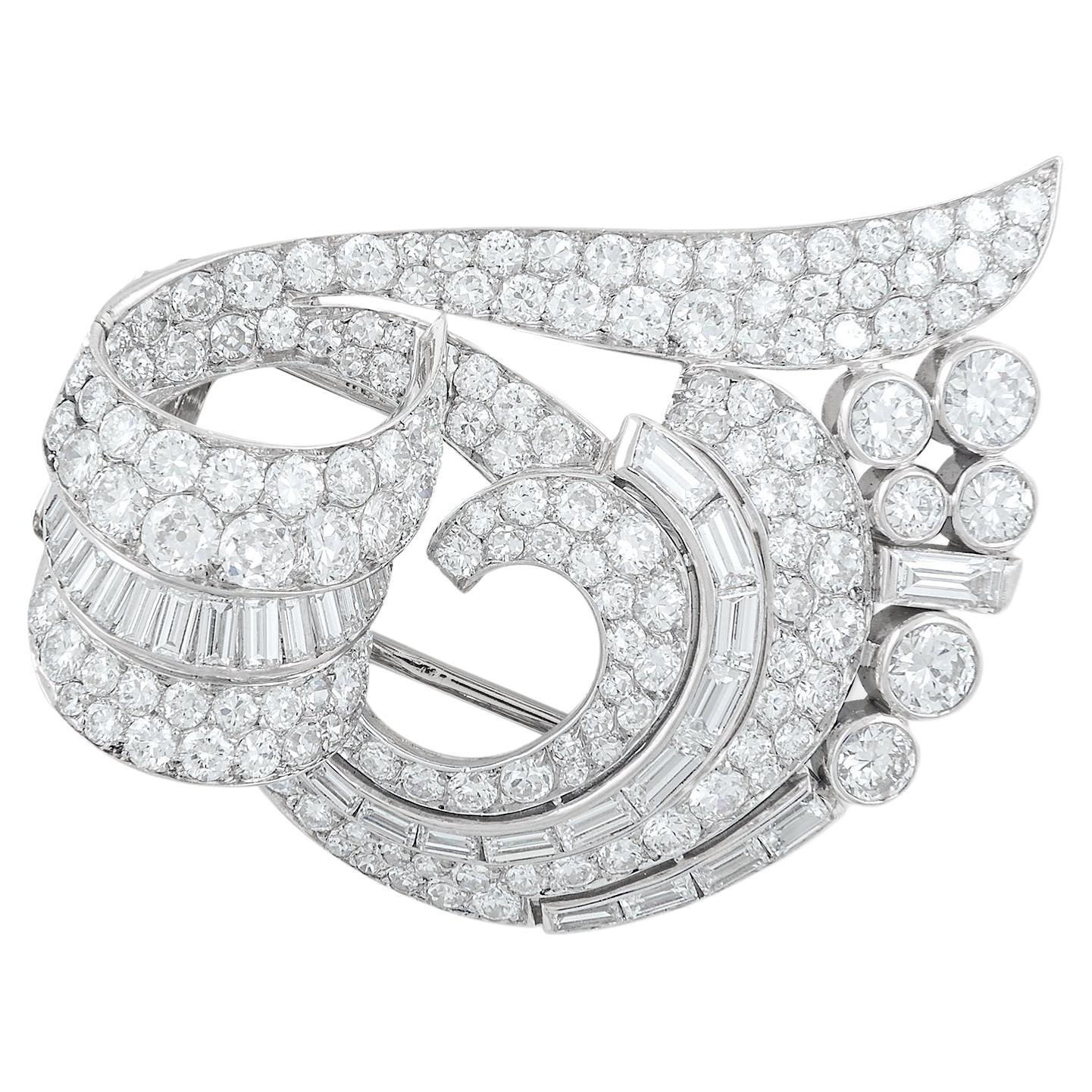 Cartier Diamond Clip Brooch 1950s Art Deco