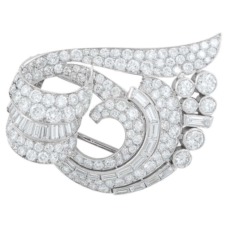 Diamond Double Clip Brooch For Sale at 1stDibs | .78 inches on a ruler ...