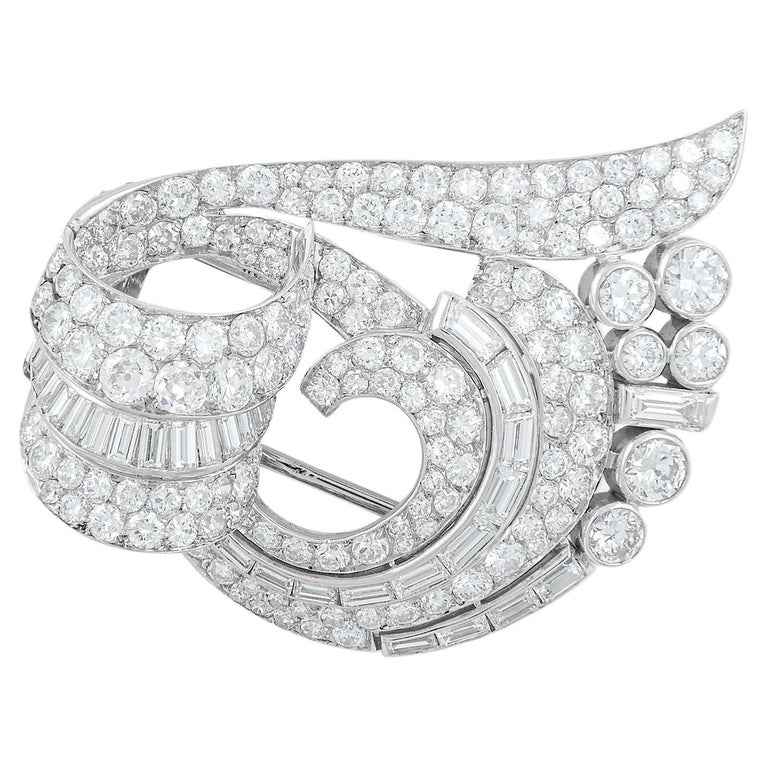 Cartier Diamond Clip Brooch 1950S For Sale at 1stDibs