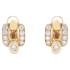 Cartier Diamond Clip Closure Stud Earrings 18K Yellow Gold 0.42cttw