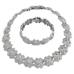 Cartier Diamond Clover Necklace and Bracelet Suite in 18k White Gold