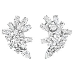 Cartier Orecchini con diamanti a grappolo Marquise Pear Round in oro bianco 18 carati Orecchini a cerchio