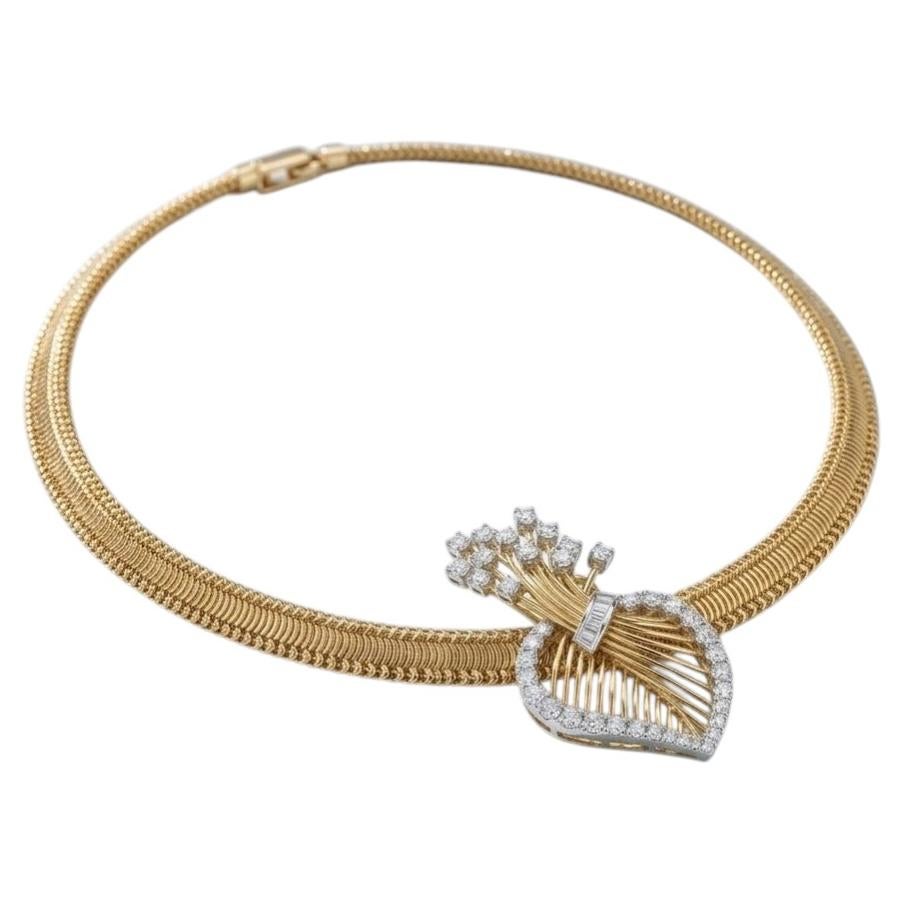 Cartier Diamond Collar Necklace in Gold and Platinum For Sale