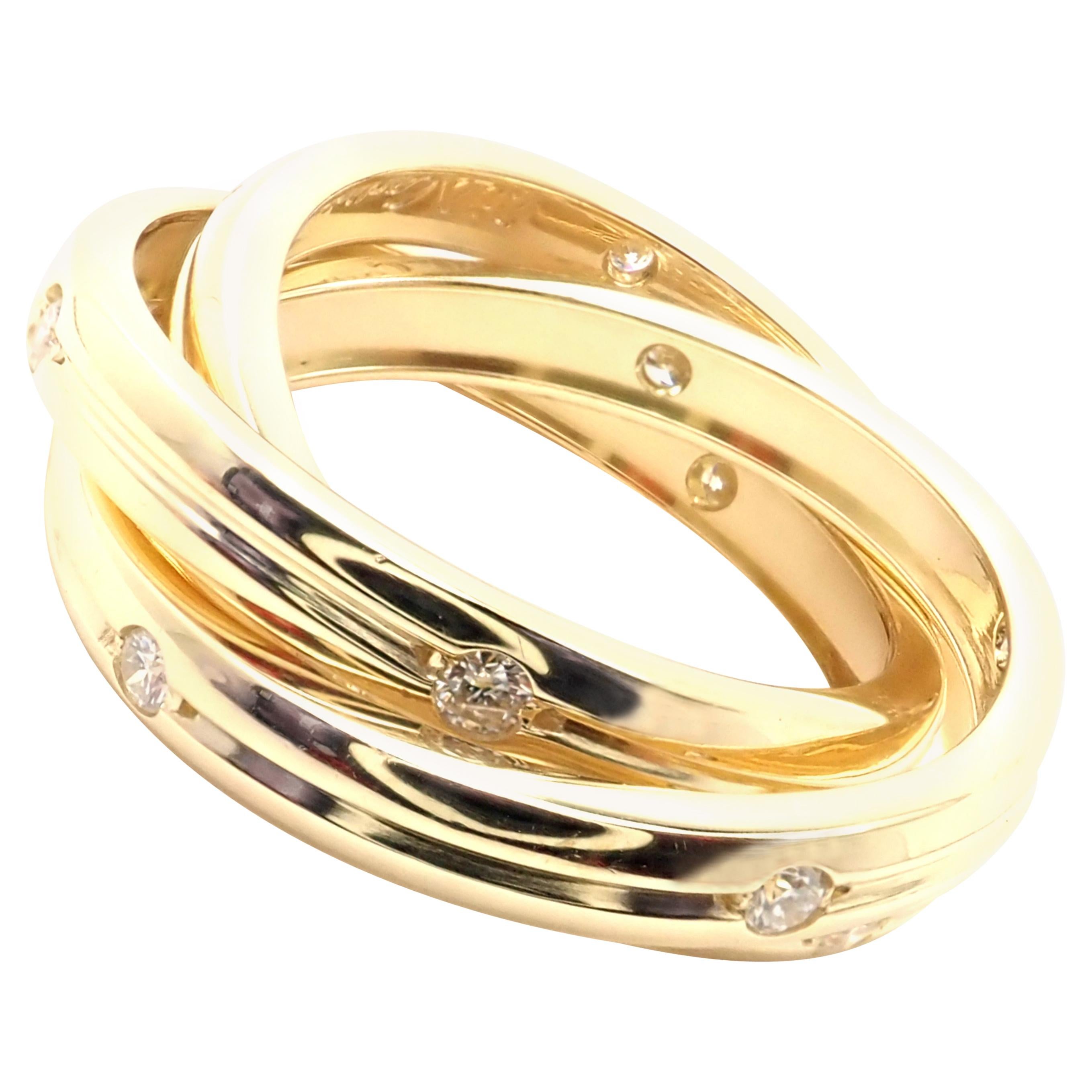 Cartier Diamond Constellation Trinity Yellow Gold Band Ring