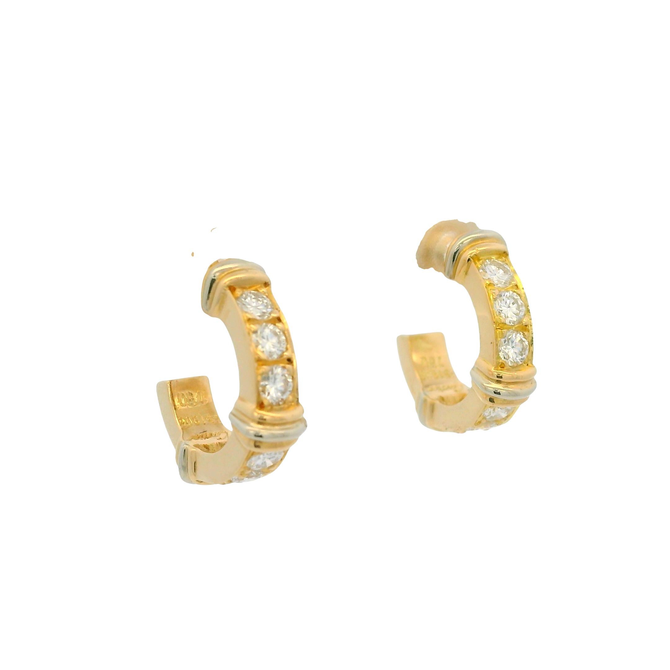 Taglio rotondo Cartier Diamante Contessa 18 carati Orecchini a cerchio piccoli In magazzino in vendita