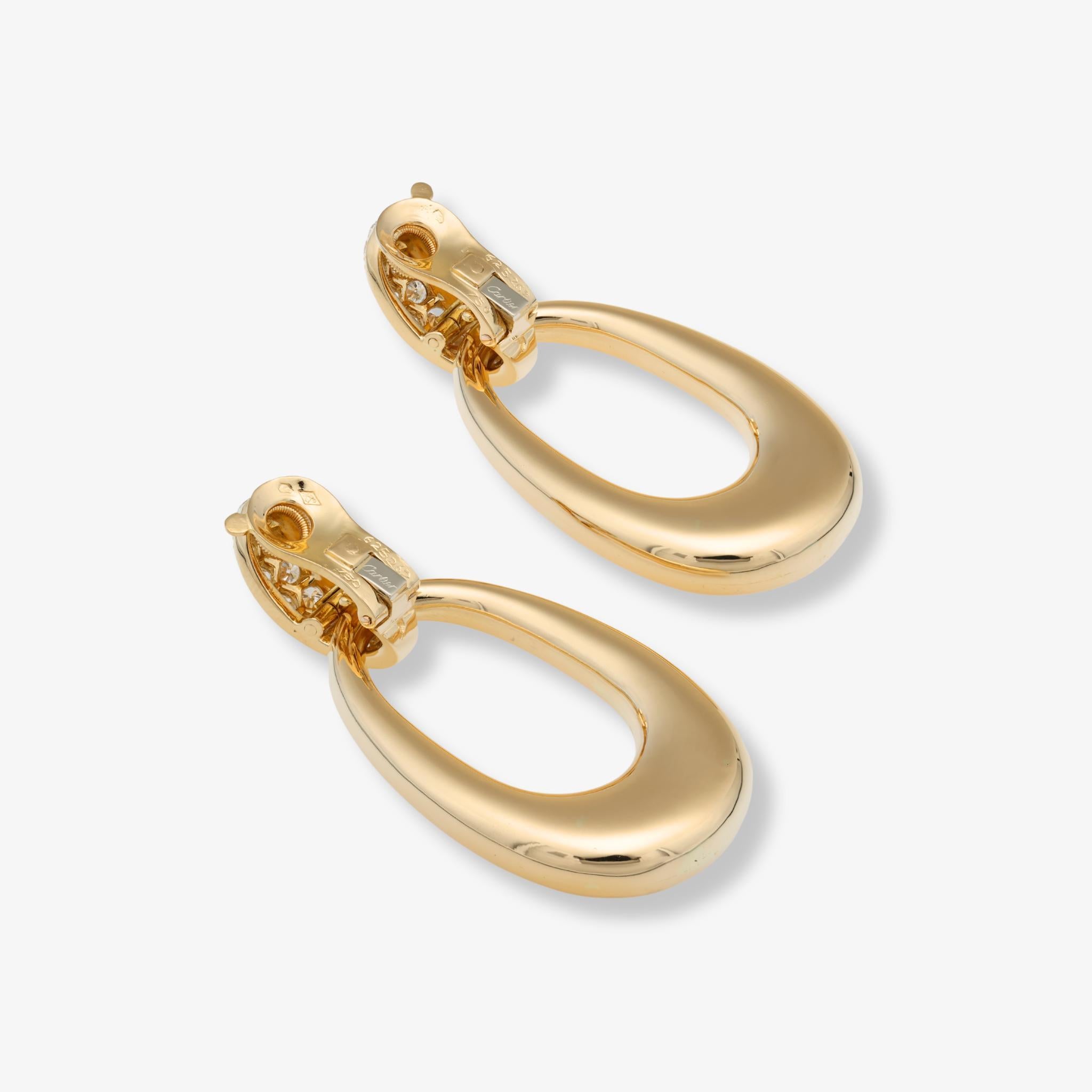 Boucles d'oreilles cabriolet en or jaune 18K avec diamants de Cartier en vente 1