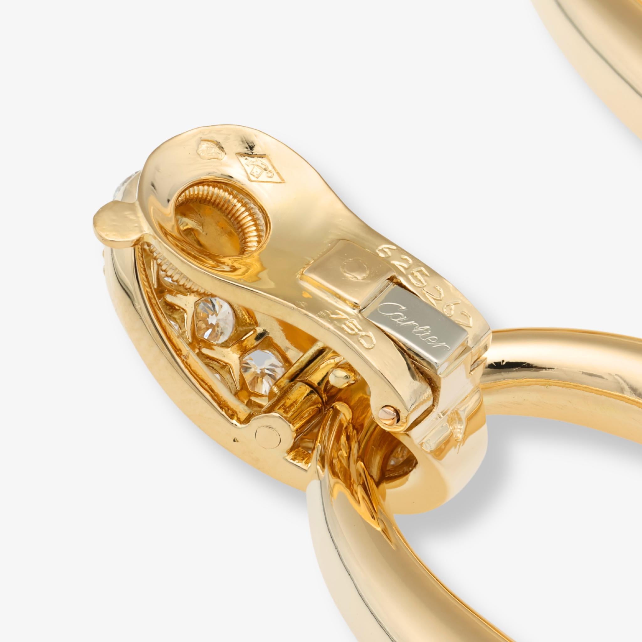 Boucles d'oreilles cabriolet en or jaune 18K avec diamants de Cartier en vente 2