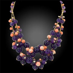 Cartier Diamond, Coral, Amethyst Delices De Goa Necklace Suite