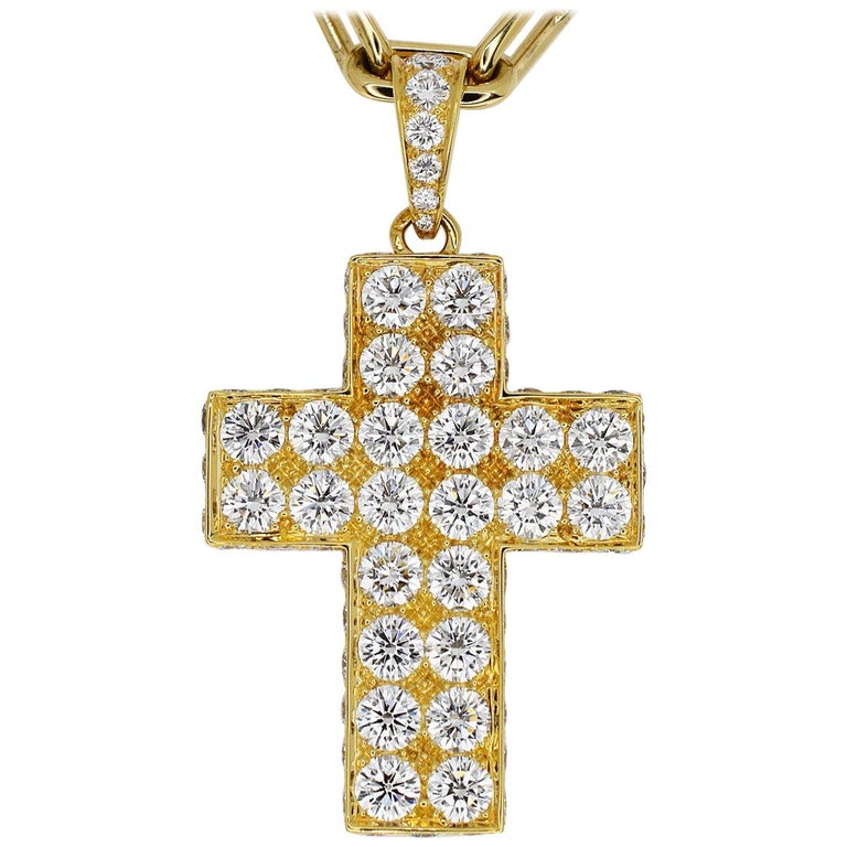 Cartier Diamond Cross 18k Gold Cles de Budou Waal Pendant Spartacus ...