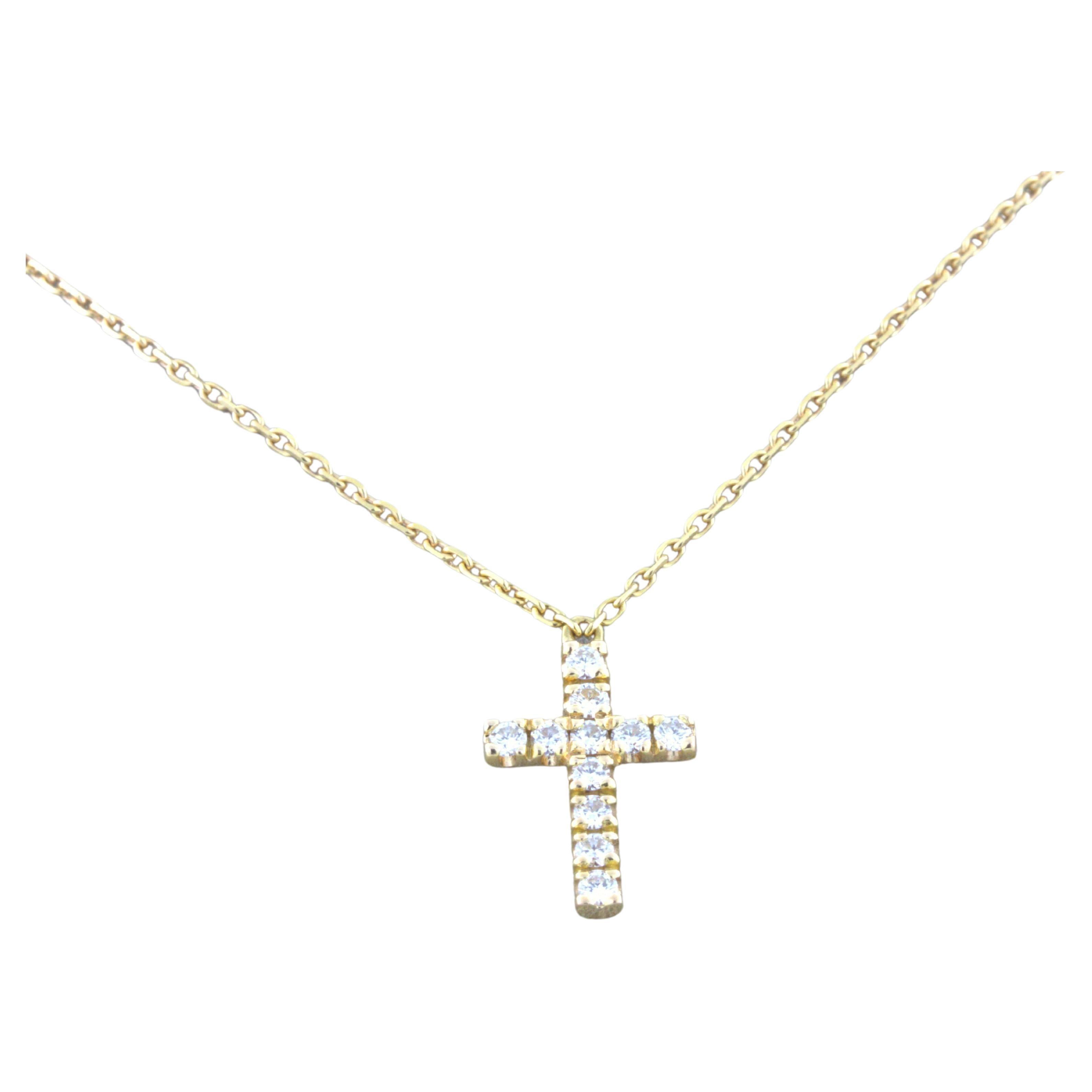 Cartier Diamond Cross 18K Yellow Gold Necklace