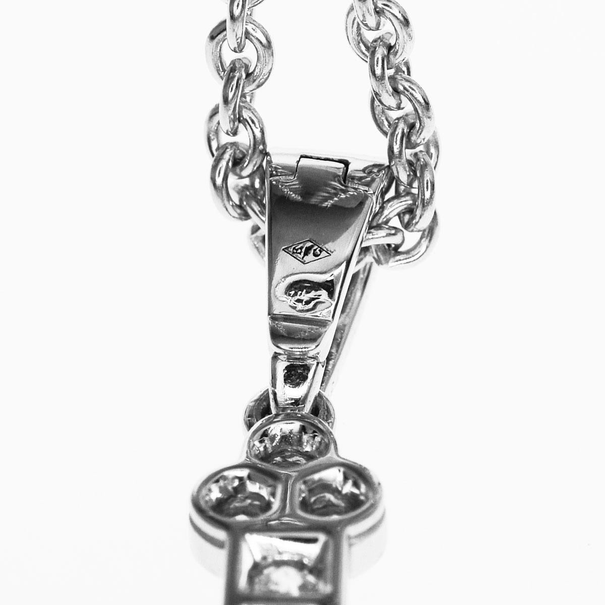Cartier Diamond Cross Chain Pendant Necklace 18 Karat White Gold 3