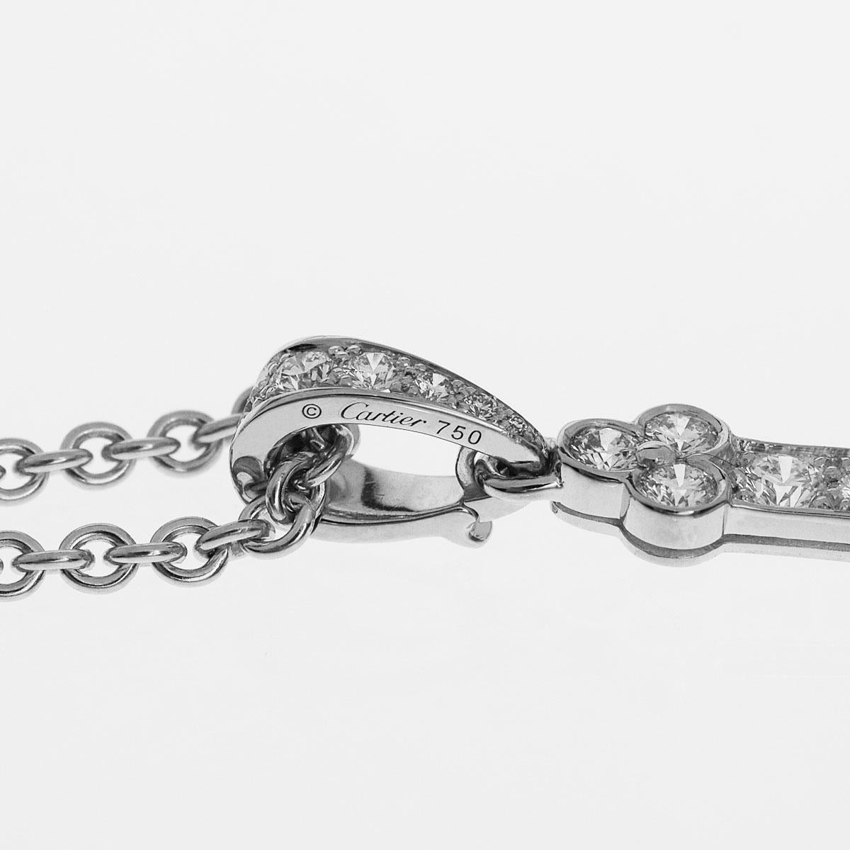 Women's Cartier Diamond Cross Chain Pendant Necklace 18 Karat White Gold