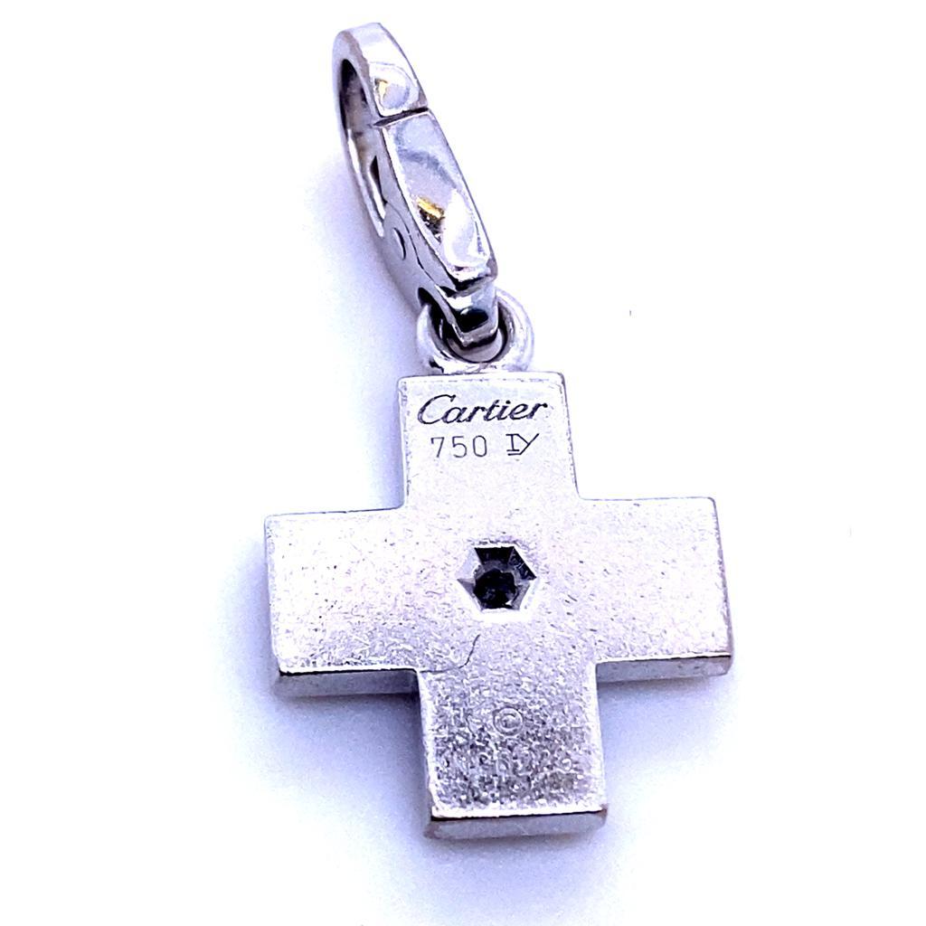 Retro Cartier Diamond Cross Charm 18 Karat White Gold